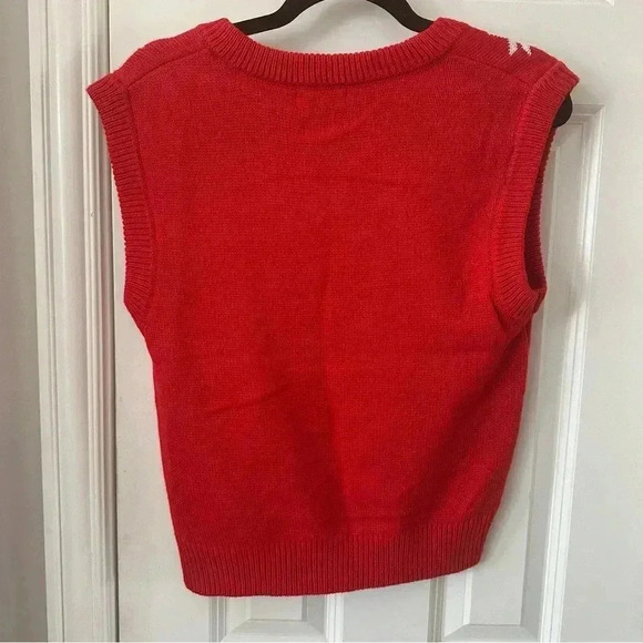 NWT Women’s Textured Santa Ugly Christmas Sweater‎ Holiday Party Red Knit Vest M - Picture 3 of 7
